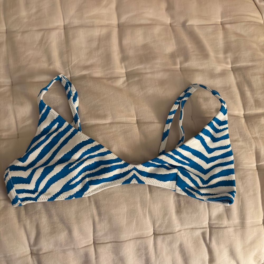 Triangl Blue and White Bikini Top